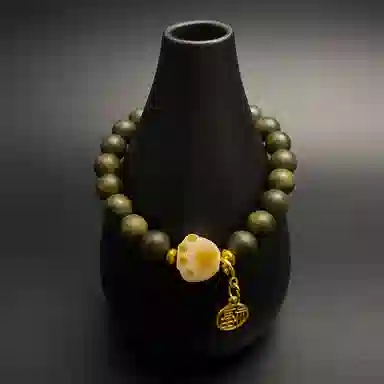 耳玺 国潮新中式复古文玩盘玩考试考公考研上岸转运珠 绿檀 手串 男女同款情侣款