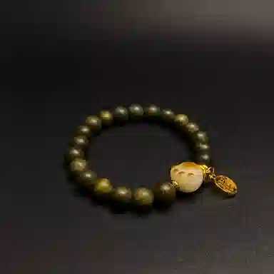 耳玺 国潮新中式复古文玩盘玩考试考公考研上岸转运珠 绿檀 手串 男女同款情侣款