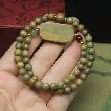 耳玺 双圈佛珠扎基拉姆牌念珠新中式国潮纳福招财文玩复古转运珠好运 绿檀 木作手串 男女同款情侣款