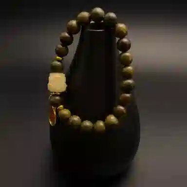 耳玺 国潮新中式复古文玩盘玩考试考公考研上岸转运珠 绿檀 手串 男女同款情侣款