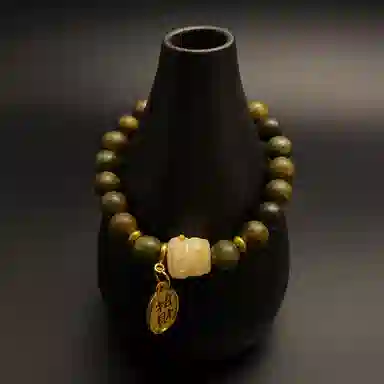 耳玺 国潮新中式复古文玩盘玩考试考公考研上岸转运珠 绿檀 手串 男女同款情侣款