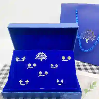 耳玺 美式复古高街嘻哈耳饰小清新氛围感花朵日常轻奢配饰 多色水晶 耳钉 男女同款情侣款