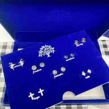 耳玺 美式复古高街嘻哈耳饰小清新氛围感花朵日常轻奢配饰 多色水晶 耳钉 男女同款情侣款