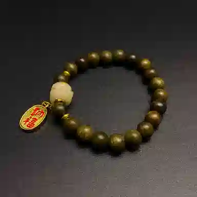 耳玺 国潮新中式复古文玩盘玩考试考公考研上岸转运珠 绿檀 手串 男女同款情侣款