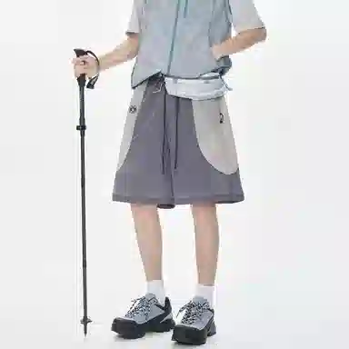 普鲁士多特蒙德 户外撞色拼接大口袋速干抽绳休闲短裤 男女同款
