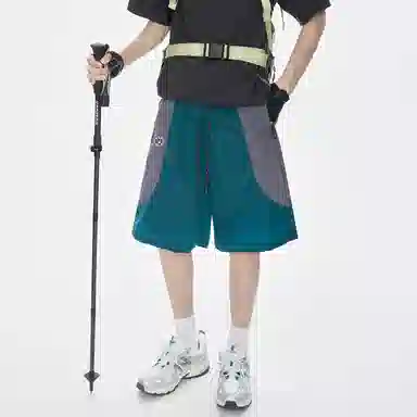 普鲁士多特蒙德 户外撞色拼接大口袋速干抽绳休闲短裤 男女同款