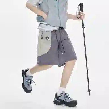 普鲁士多特蒙德 户外撞色拼接大口袋速干抽绳休闲短裤 男女同款