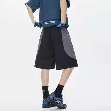 普鲁士多特蒙德 户外撞色拼接大口袋速干抽绳休闲短裤 男女同款
