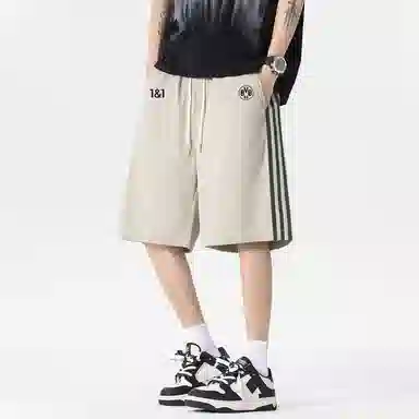 普鲁士多特蒙德 美式复古三条杠凉感速干运动五分休闲短裤 男女同款