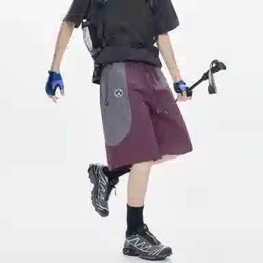 普鲁士多特蒙德 户外撞色拼接大口袋速干抽绳休闲短裤 男女同款