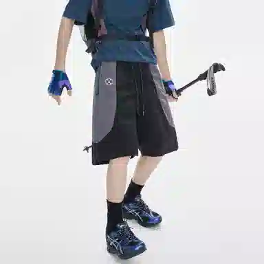 普鲁士多特蒙德 户外撞色拼接大口袋速干抽绳休闲短裤 男女同款