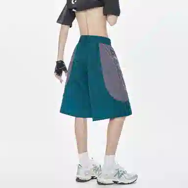 普鲁士多特蒙德 户外撞色拼接大口袋速干抽绳休闲短裤 男女同款