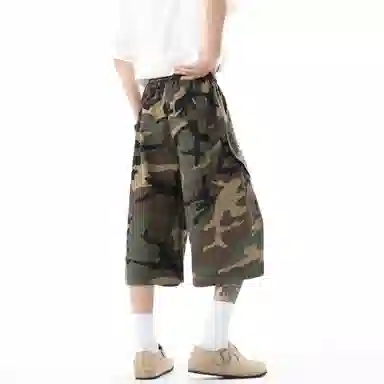 普鲁士多特蒙德 工装风美式复古运动户外登山七分休闲短裤 男女同款 迷彩色