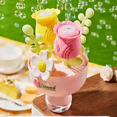 绒绒熊 创意手捧花束 趣味玩具 吹泡泡