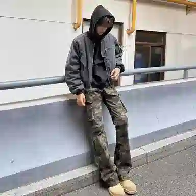 布客行 美式复古潮牌多口袋迷彩裤 微喇直筒阔腿多种版型可选 时尚百搭显高显瘦牛仔裤 男女同款