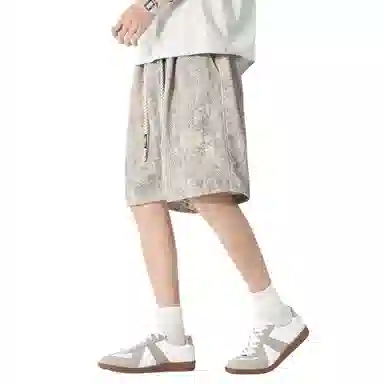 寻星记 美式百搭时尚舒适宽松夏季扎染薄款冰丝五分裤无性别主义基础款氛围慵懒感青少年青春流行显瘦系带凉爽休闲短裤 男女同款