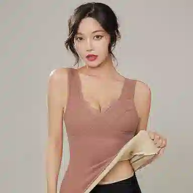 健将 保暖背心加绒加厚无痕德一体式带胸垫纯色修身打底保暖上装 女款 礼袋装