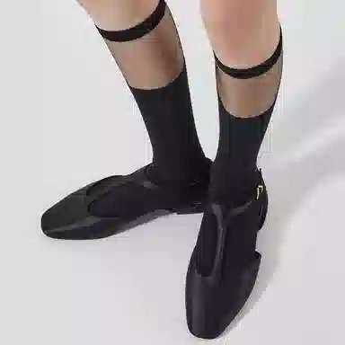 健将 法式小众玻璃丝拼接及膝小腿袜薄款透气设计感时尚百搭高筒袜 女款 礼袋组合装