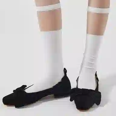 健将 法式小众玻璃丝拼接及膝小腿袜薄款透气设计感时尚百搭高筒袜 女款 礼袋组合装