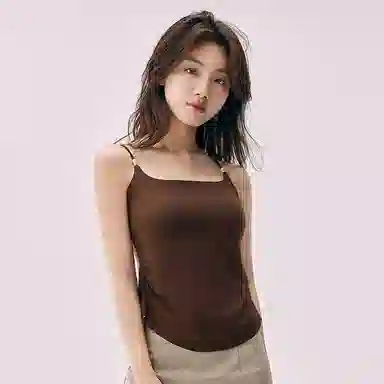 健将 无痕纯色吊带内搭美背内衣打底带胸垫文胸一体轻薄透气背心 女款 礼袋装