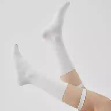 健将 法式小众玻璃丝拼接及膝小腿袜薄款透气设计感时尚百搭高筒袜 女款 礼袋组合装