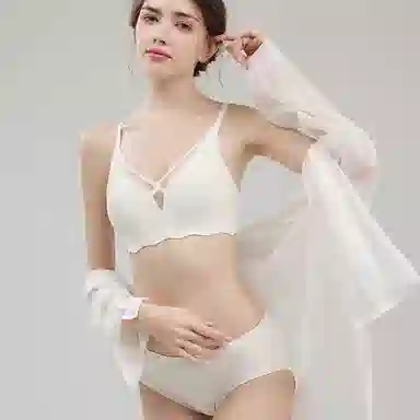 健将 无痕轻薄显小上托提拉收副乳法式三角杯网纱文胸 女款 礼袋装