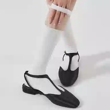 健将 法式小众玻璃丝拼接及膝小腿袜薄款透气设计感时尚百搭高筒袜 女款 礼袋组合装