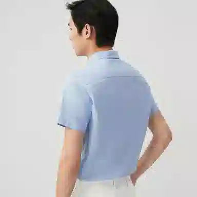红豆 休闲商务简约透气柔软全棉条纹短袖衬衫 男女同款