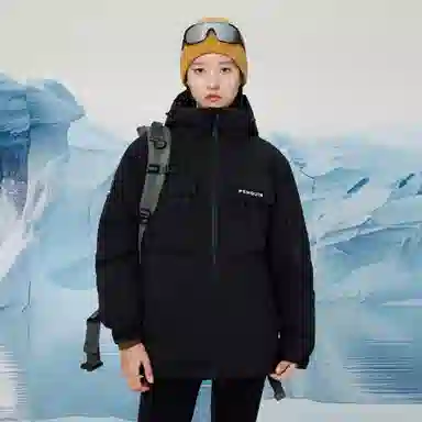 企鹅 户外拼色热能保暖防风工装派克加厚羽绒服 男女同款