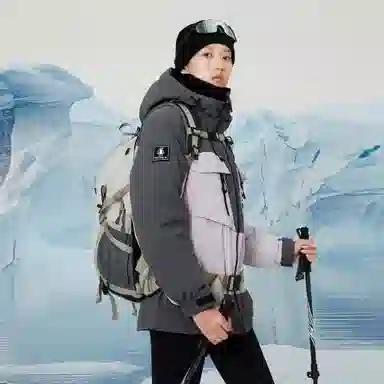 企鹅 户外拼色热能保暖防风工装派克加厚羽绒服 男女同款