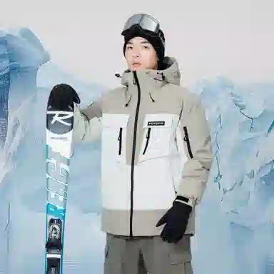 企鹅 户外拼色热能保暖防风工装派克加厚羽绒服 男女同款