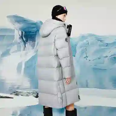 企鹅 极寒系列中长款连帽过膝保暖防风防水纯色羽绒服 男女同款
