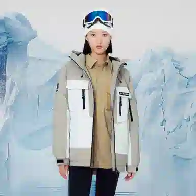 企鹅 户外拼色热能保暖防风工装派克加厚羽绒服 男女同款