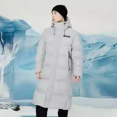企鹅 极寒系列中长款连帽过膝保暖防风防水纯色羽绒服 男女同款