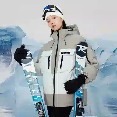 企鹅 户外拼色热能保暖防风工装派克加厚羽绒服 男女同款