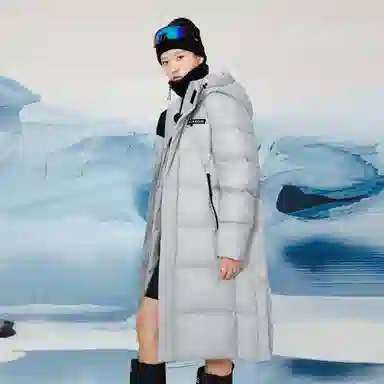 企鹅 极寒系列中长款连帽过膝保暖防风防水纯色羽绒服 男女同款