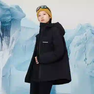 企鹅 户外拼色热能保暖防风工装派克加厚羽绒服 男女同款