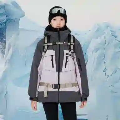 企鹅 户外拼色热能保暖防风工装派克加厚羽绒服 男女同款