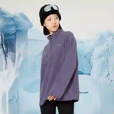 企鹅 立领半开襟加厚保暖防静电摇粒绒抓绒卫衣 男女同款