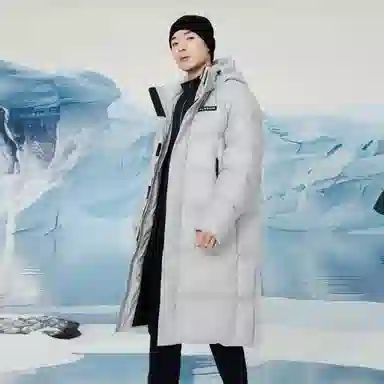 企鹅 极寒系列中长款连帽过膝保暖防风防水纯色羽绒服 男女同款