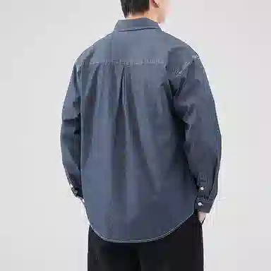 前进牛 美式经典复古潮牌轻奢盐系风重工洗水长袖牛仔衬衣男潮流老钱风户外运动百搭宽松休闲夹克外套衬衫 男款