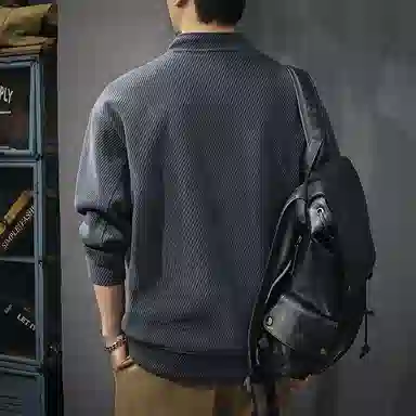 前进牛 宽松适中半高领卫衣 男款