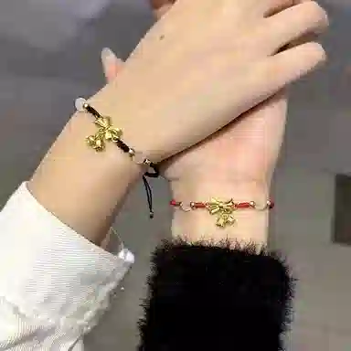 嘉福莱 蝴蝶结 甜美可爱少女心 简约小众精致优雅 通勤百搭校园潮流 琉璃 手链 男女同款情侣款