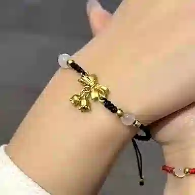 嘉福莱 蝴蝶结 甜美可爱少女心 简约小众精致优雅 通勤百搭校园潮流 琉璃 手链 男女同款情侣款