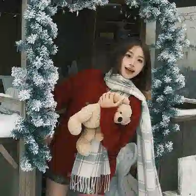 雅鹿 高级感仿羊绒条纹格子保暖加厚柔软显白两用披肩 秋冬小清新防寒护颈学生百搭毛绒围脖 聚酯纤维 绒线围巾 男女同款情侣款 礼盒装