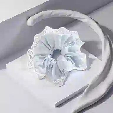 前方大荒野 蕾丝蓝花边大肠圈甜美裙边温柔迷人精致时髦小众设计轻奢独特百搭#好运 棉麻 发圈 女款