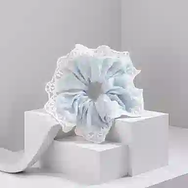 前方大荒野 蕾丝蓝花边大肠圈甜美裙边温柔迷人精致时髦小众设计轻奢独特百搭#好运 棉麻 发圈 女款