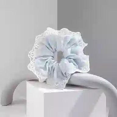 前方大荒野 蕾丝蓝花边大肠圈甜美裙边温柔迷人精致时髦小众设计轻奢独特百搭#好运 棉麻 发圈 女款