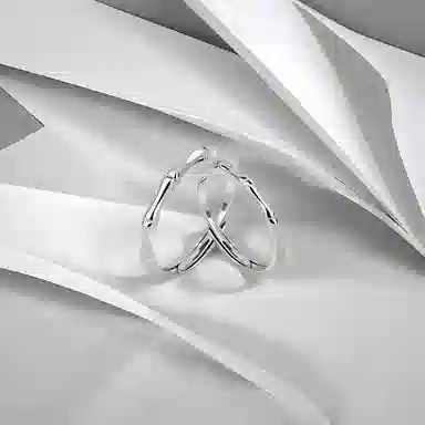 前方大荒野 青梅竹马对戒竹报平安清新浪漫新中式简约时尚小众设计甜蜜示爱精致时髦独特气质 钛钢 戒指 男女同款情侣款