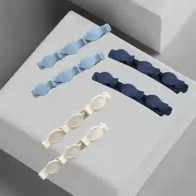 前方大荒野 双层编发一字夹鸭嘴夹前额碎发侧边夹简约清新时尚甜美可爱时髦刘海夹 亚克力/树脂 蓝色发夹 女款